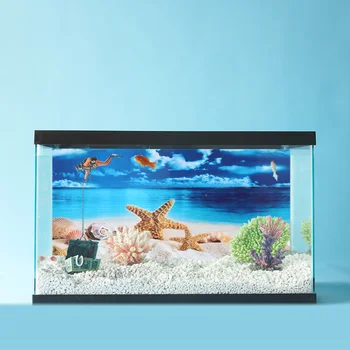 Черна апликация, фон за аквариум, декоративни стикер, фон за аквариум, рисувани стенни (цветни)