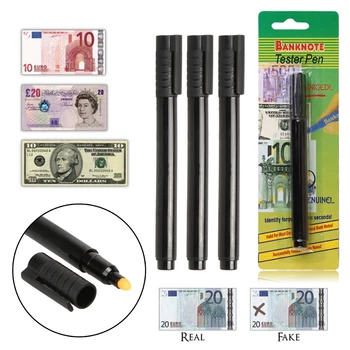 Черна пластмасова дръжка за проверка на фалшиви пари джобен размер, детектор на фалшификати, дръжка за проверка на парите