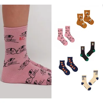 Чорапи за деца BC Есен-зима 2023, Нови Сладки Памучни чорапи с герои от анимационни филми за есен-зима